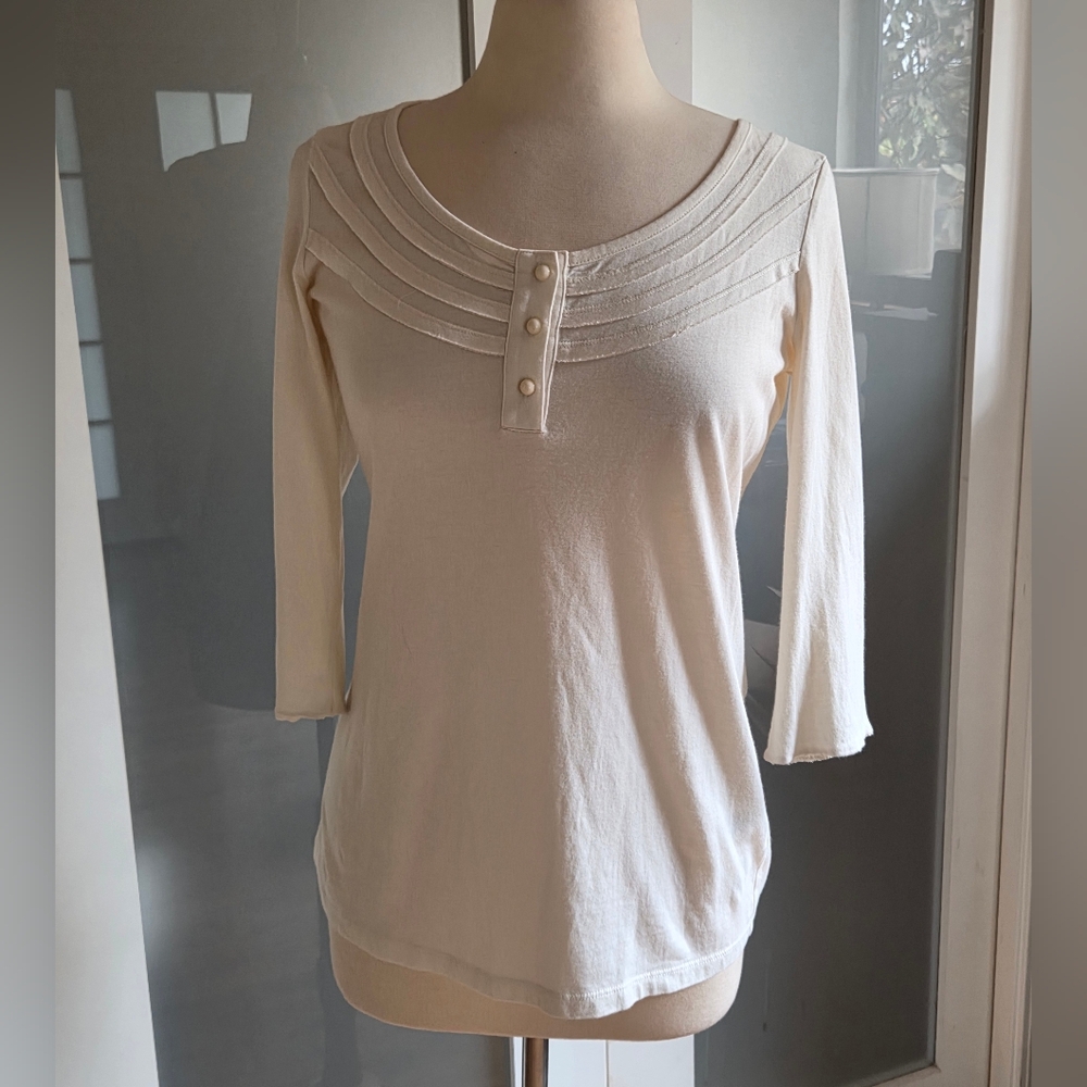 Jones New York Cream Blouse with Button Detail